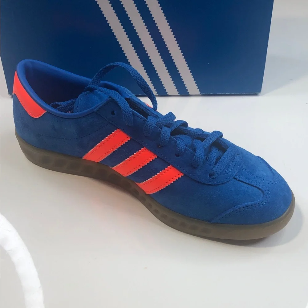 NEW Adidas Hamburg Original Sneakers W 7.5 / M 6.5 Blue Bird/Solar/Gum Orange